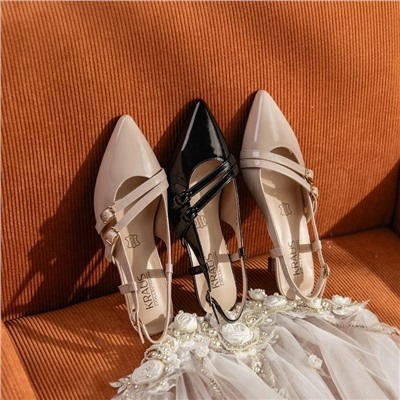 Женские лакированные туфли на тонком небольшом  каблуке, экспорт   Krau*s