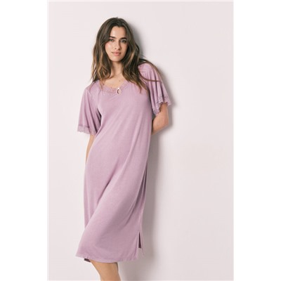 Camisón largo viscosa tacto suave rosa