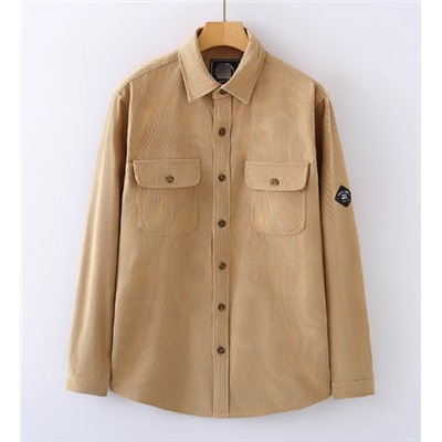 Мужская однотонная вельветовая рубашка