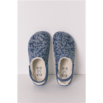 Zapatillas casa zueco forrado flores