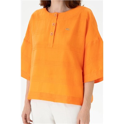Kadın Turuncu Kısa Kollu Gömlek