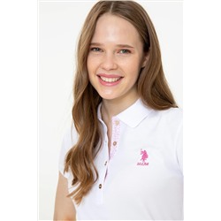 Kadın Beyaz Basic Polo Yaka Tişört