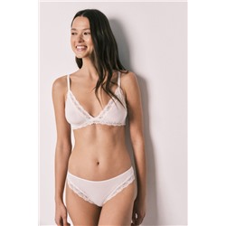 Braga clásica microfibra rayada y encaje blanco