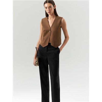 Брюки зауженного кроя из костюмной шерсти, D001/aspect