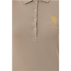 Kadın Haki Basic Polo Yaka Tişört