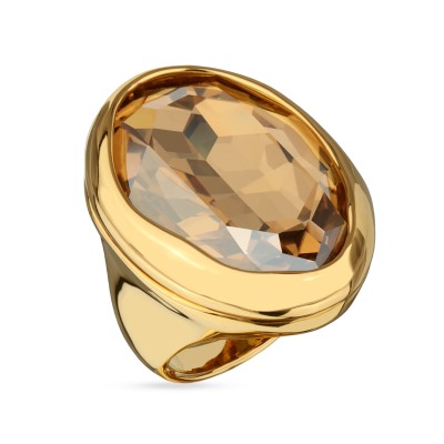Кольцо Грация (кристаллы SW 30х22 шампань; покрытие золото), Есть комплект