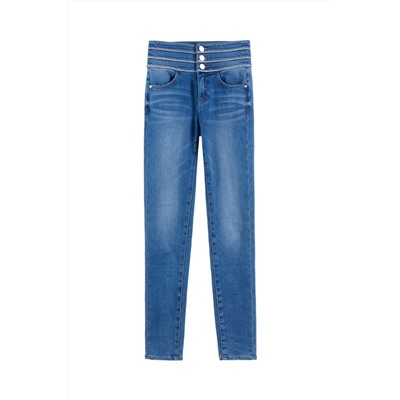 Vaquero skinny fit de tiro alto Azul claro