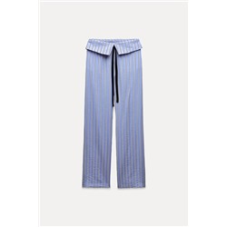 STRIPED TROUSERS WITH TURN-DOWN WAIST