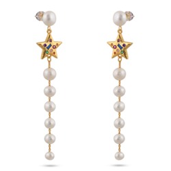 Серьги (жемчуг белый 5-8мм; покрытие золото), Есть комплект