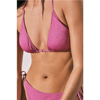 Top bikini triangular rosa brillo