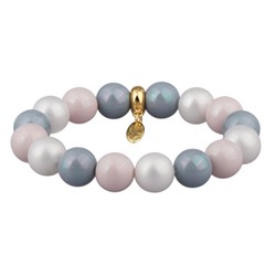 Браслет (Майорка 12мм белая, розовая, голубая; покрытие золото), Есть комплект