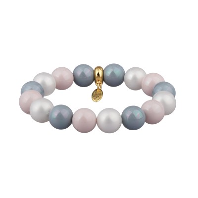 Браслет (Майорка 12мм белая, розовая, голубая; покрытие золото), Есть комплект