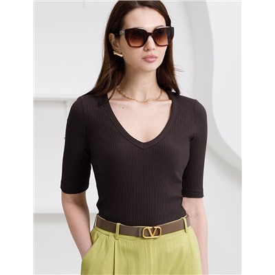 Джемпер из трикотажа в широкий рубчик