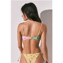 Top bikini bandeau estampado multicolor