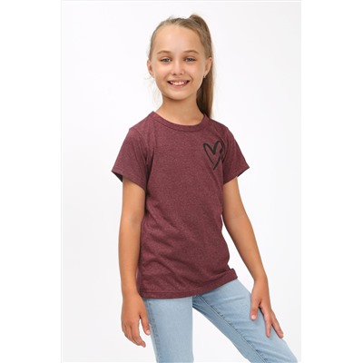 Детская футболка Сердечко бордо арт. ФУ/сердечко-бордо НАТАЛИ #876153