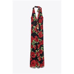 FLORAL PRINT TULLE SCARF DRESS