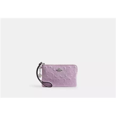 Corner Zip Wristlet In Signature Canvas With Stripe