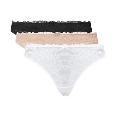 ESMARA® Spitzen Strings Damen, 3 Stück