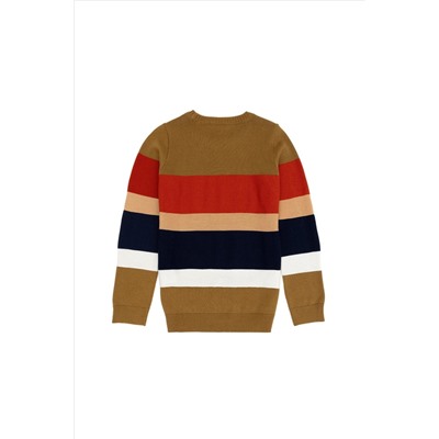 Erkek Çocuk Açık Haki Bisiklet Yaka Kazak