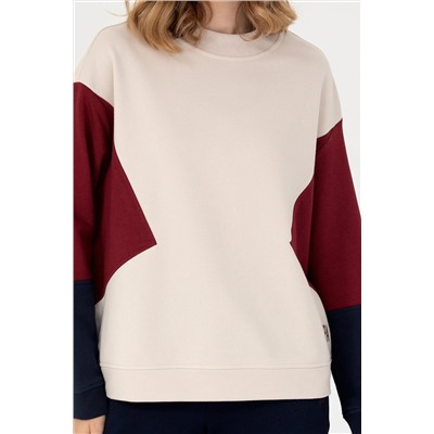 Kadın Krem Bisiklet Yaka Sweatshirt