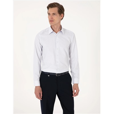 Mavi Kareli Slim Fit Uzun Kollu Gömlek