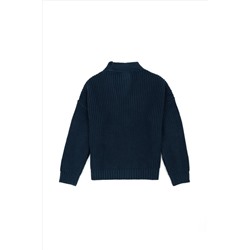 Kız Çocuk İndigo V - Yaka Triko Hırka