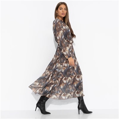 Платье нарядное на подкладе, Летящие мгновения (brown)