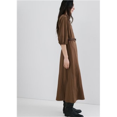 Женское платье миди с цельнокроенными рукавами из смесового тенселя  Модель 2026 г. МАНГ*О