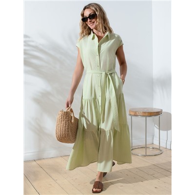 Платье А-силуэта с поясом из легкого хлопкового поплина