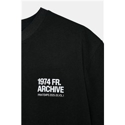 CONTRAST SLOGAN T-SHIRT