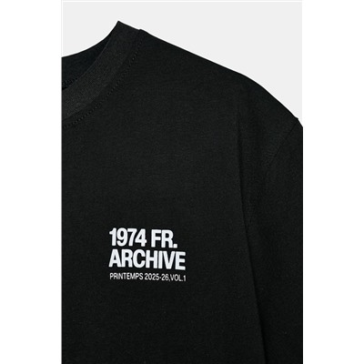 CONTRAST SLOGAN T-SHIRT