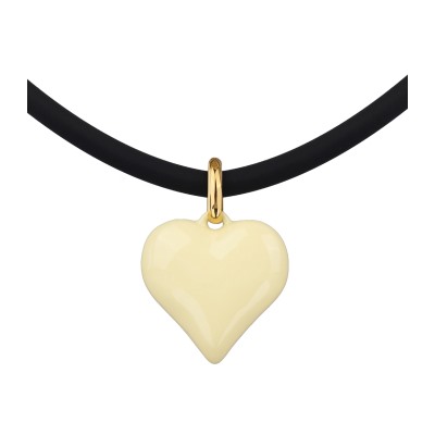 Колье-чокер Сердцебиение (2, 5см, эмаль сливочное масло, черный; золото) 52см, Есть комплект