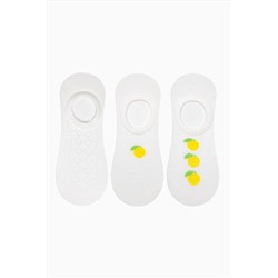 Penti Lemon Jacquard Beyaz Sarı 3lü Sneaker Çorap