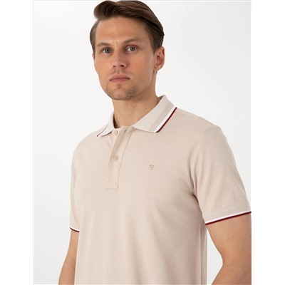 Bej Slim Fit Polo Yaka Tişört