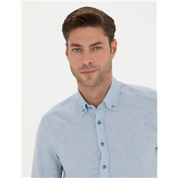 Açık Mavi Slim Fit Uzun Kollu Gömlek