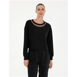 Siyah Crop Top Sweatshirt