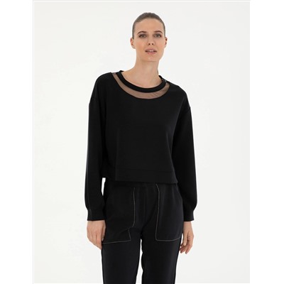 Siyah Crop Top Sweatshirt