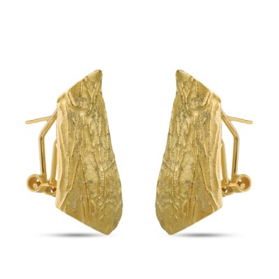 Серьги мятый металл (покрытие матовое золото), Есть комплект