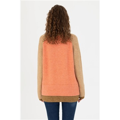 Kadın Somon Bisiklet Yaka Kazak