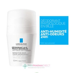 La Roche Posay Déodorant 24H - Peaux Sensibles - Roll-On 2x50mlLot  × 2