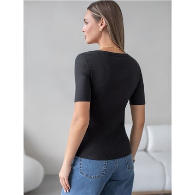 Футболка из трикотажа в широкий рубчик