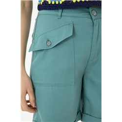 Kadın Mint Dokuma Şort