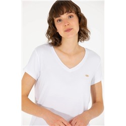 Kadın Beyaz V - Yaka Basic Tişört