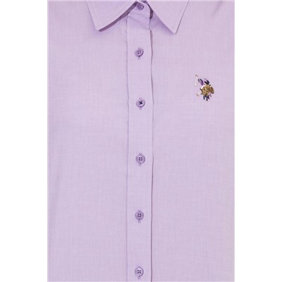 Kadın Lila Uzun Kollu Basic Gömlek