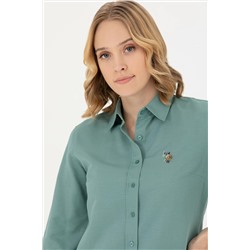 Kadın Mint Uzun Kollu Basic Gömlek