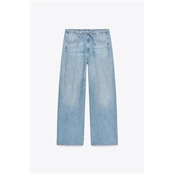 DRAWSTRING FLOWING TRF DENIM TROUSERS