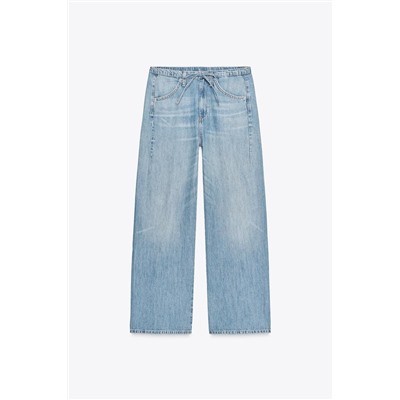 DRAWSTRING FLOWING TRF DENIM TROUSERS