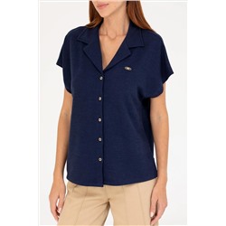 Kadın Lacivert Örme Gömlek