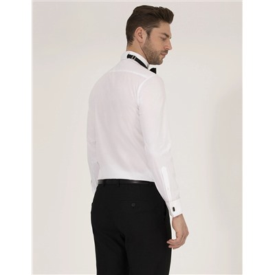 Beyaz Slim Fit Smokin Gömlek