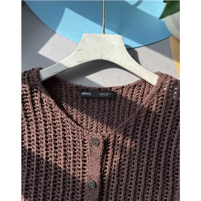 Женский кардиган фактурной вязки с коротким рукавом  МАНГ*О